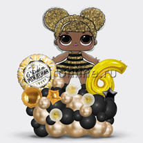 Композиция из шаров "Кукла" королева пчел с цифрой