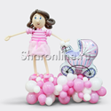 Композиция из шаров "Мама с коляской" девочка - изображение 1
