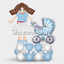 Композиция из шаров "Мама с коляской" мальчик