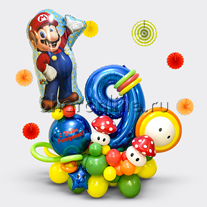 Композиция из шаров "Марио" с цифрой