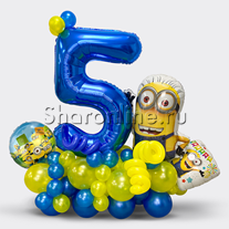 Композиция из шаров "Миньоны" с цифрой