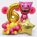 Композиция из шаров "Монстр-зубастик" розовый с цифрой - изображение 1