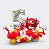 Композиция из шаров "Монстрики" с цифрой