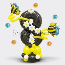 Композиция из шаров "Пчелиный мёд" с цифрой