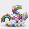 Композиция из шаров "Радужный капкейк" с цифрой - изображение 1