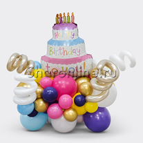 Композиция из шаров "Радужный торт"