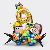 Композиция из шаров "Roblox" с цифрой