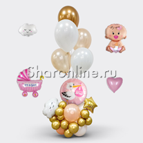 Композиция из шаров "С рождением доченьки!"