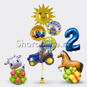 Композиция из шаров "Синий трактор на ферме" с цифрой - изображение 1