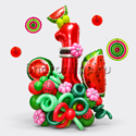 Композиция из шаров "Сочный арбуз" с цифрой - изображение 1