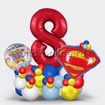 Композиция из шаров "Супергерой" с цифрой