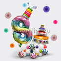 Композиция из шаров "Тортик" с цифрой - изображение 1