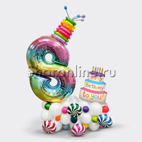 Композиция из шаров "Тортик" с цифрой