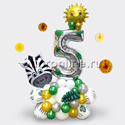 Композиция из шаров "Веселая Зебра" с цифрой - изображение 1