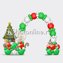 Композиция с аркой из шаров "Новогодняя елочка"