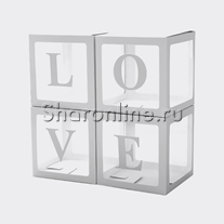 Набор коробок для шаров "Love" Белый 30*30*30 см