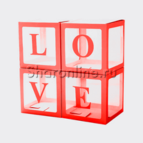 Набор коробок для шаров "Love" Красный 30*30*30 см