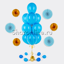 Фонтан из 10 мраморных сине-голубых шаров