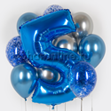 Набор шаров "Синий блеск" с цифрой - изображение 1