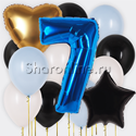 Набор шаров "Голубое сияние" 25 см с цифрой - изображение 1