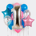 Набор шаров "На День Рождения голубой" с цифрой на выбор - изображение 1