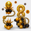 Композиция из шаров "С днем рождения" черное золото - изображение 1