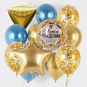 Набор шаров "С Днем рождения" синий мрамор - изображение 1