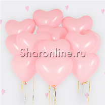 Облако розовых шариков сердечек 30 см