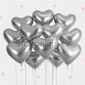 Облако серебряных сердечек хром 30 см - изображение 1