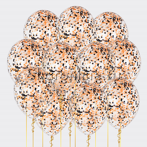 Облако шариков с круглым черно-оранжевым конфетти - изображение 1