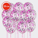 Облако шариков с круглым малиновым конфетти 25 см - изображение 1