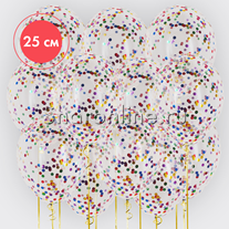 Облако шариков с круглым разноцветным конфетти 25 см