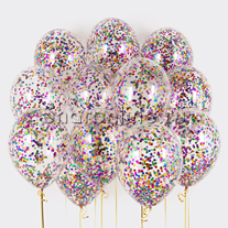 Облако шариков с круглым разноцветным конфетти