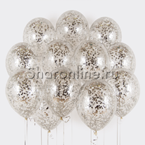 Облако шариков с круглым серебряным конфетти