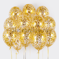 Облако шариков с круглым золотым конфетти