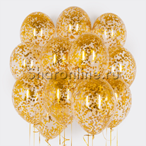 Облако шариков с квадратным золотым конфетти