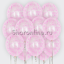Облако шариков с розовым пенопластовым конфетти