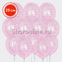 Облако шариков с розовым пенопластовым конфетти 25 см