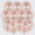 Облако шаров с конфетти розовое золото в виде хлопьев - изображение 1