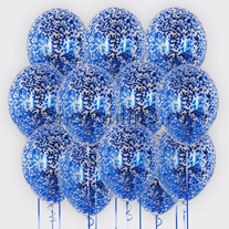 Облако шаров с квадратным синим конфетти