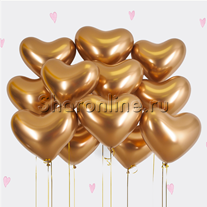 Облако золотых сердечек хром 30 см