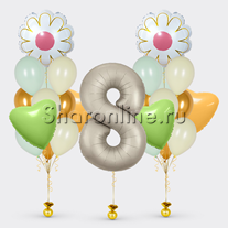 Сет из шаров "8 марта" кремовый