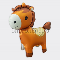 Шар 3D Фигура "Лошадка" коричневая 64 см