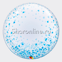 Шар Bubble "Конфетти голубое" 60 см