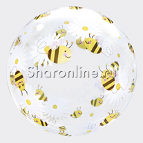 Шар Bubble "Ромашки и пчелы" 50 см