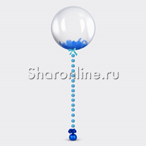 Шар Bubble с голубой подвеской и перьями