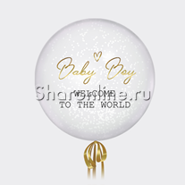 Шар Bubble с конфетти и надписью "Baby Boy"