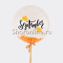 Шар Bubble с перьями и надписью "September"