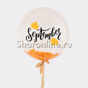 Шар Bubble с перьями и надписью "September" - изображение 1