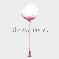 Шар Bubble с розовой подвеской и перьями